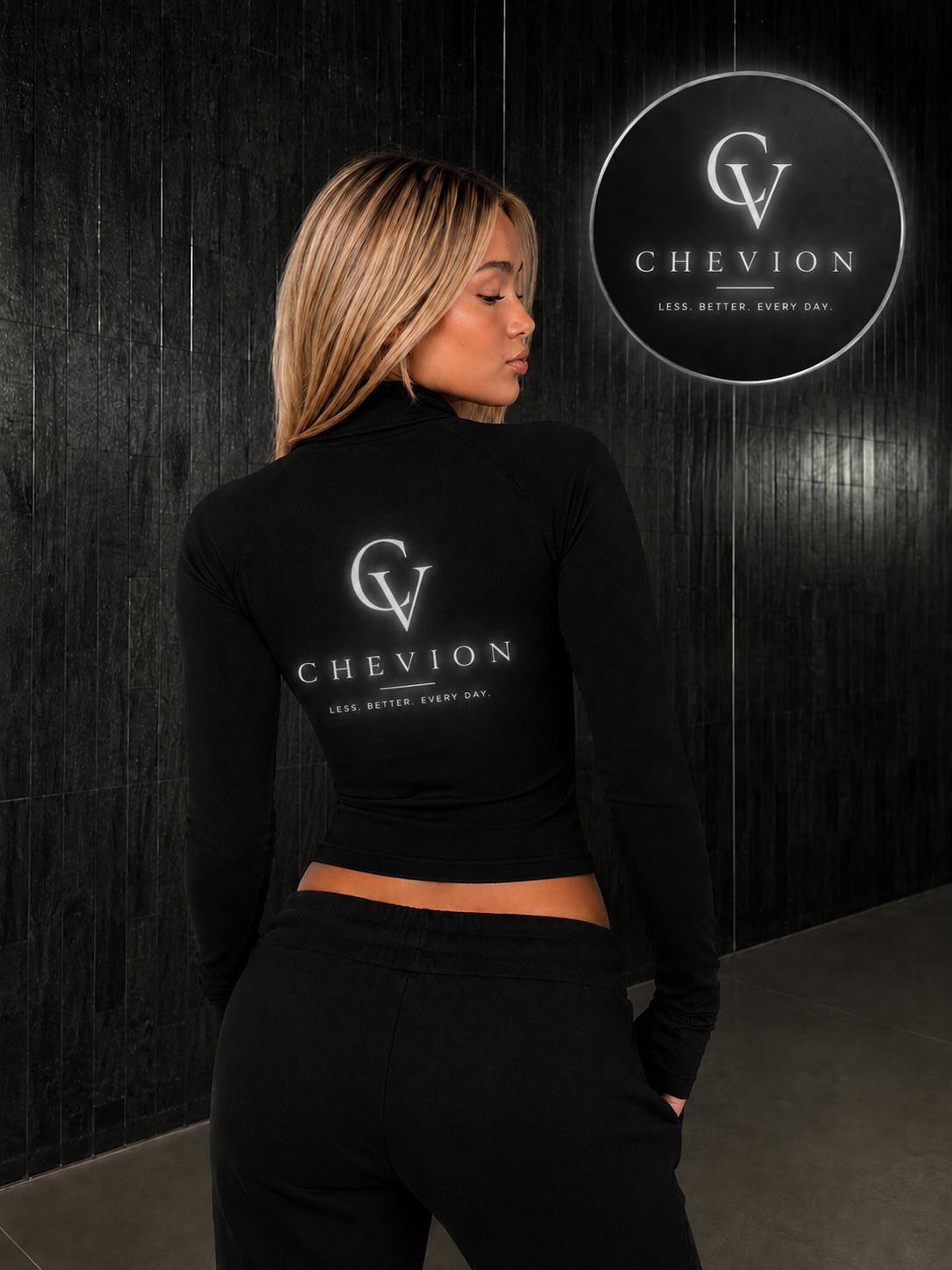 CHEVION Signature Long Sleeve Top - Black